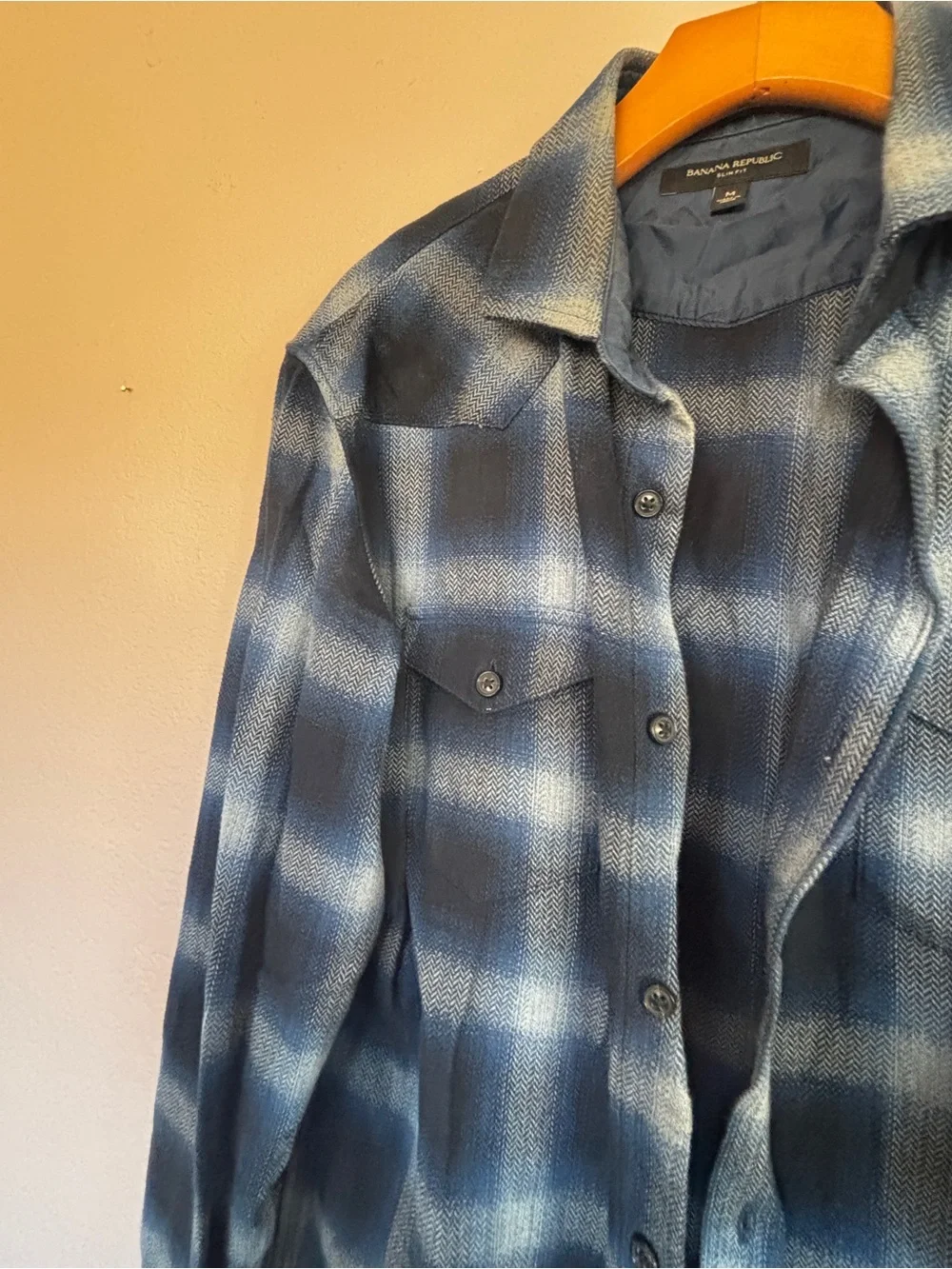 Banana Republic Blue Plaid Shirt size M